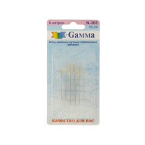 Иглы для шитья ручные " Gamma" N- 305 гобеленовые №18- 24 6 шт. в блистере острие закругл.  — фото 1
