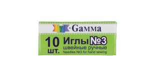 Иглы для шитья ручные " Gamma" NIR- 03 № 3 швейные в конверте 10 шт. .  — фото 1