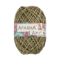 Пряжа ARACHNA "Jute" 100% джут 5 * 100 г ± 10 г 90 м № 020 св.хаки. Цена за упаковку 5 шт — фото 1