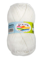 Пряжа ALPINA " MARTA" 100% тактифил 5 * 100 г 120 м №003 молочный. Цена за упаковку 5 шт — фото 1