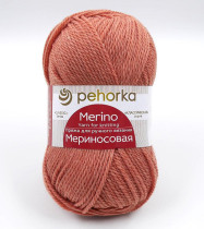 Пряжа Пехорская ПТ " Мериносовая" 50% мериносовая шерсть, 50% акрил 100 г 200 м №510 Св. настурция. Цена за упаковку 10 шт — фото 1