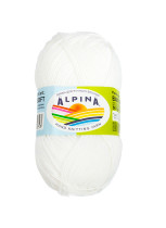 Пряжа ALPINA "BABY SUPER SOFT" 50% хлопок, 50% бамбук 10 * 50г 150 м №01 белый. Цена за упаковку 10 шт — фото 1