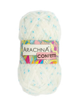 Пряжа ARACHNA "CONFETTI" 30% мохер, 30% акрил, 20% нейлон, 20% полиэстер 5 * 100 г 110 м №2104белый-бл.голубой-голубой. Цена за упаковку 5 шт — фото 1
