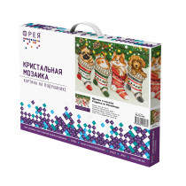 Кристальная ( алмазная) мозаика  " ФРЕЯ" ALPD- 029 на подрамнике " Щенки в носках" 40 х 30 см — фото 2