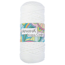 Пряжа ARACHNA " Cord Soft" 100% полиэфир 3 * 230 г ± 10 г 100 м №100 белый. Цена за упаковку 3 шт — фото 1