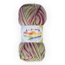 Пряжа ALPINA "KATRIN" 100% мерсеризованный хлопок 10 * 50г 140 м №218 малиновый-зеленый-серый-голубой. Цена за упаковку 10 шт — фото 2