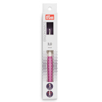 Для вязания " PRYM" 218483 крючок для вязания Ergonomics пластик d 3. 0 мм 16 см в картонной упаковке фиолетовый — фото 1