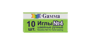 Иглы для шитья ручные " Gamma" NIR- 04 № 4 швейные в конверте 10 шт. .  — фото 1