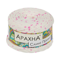 Пряжа ARACHNA " Sling Print" 100% хлопок 6 * 150г ± 10 г 50 м № 003 звёздочка_ розовый. Цена за упаковку 6 шт — фото 1