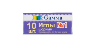 Иглы для шитья ручные " Gamma" NIR- 11 № 1 шорные в конверте 10 шт. .  — фото 1