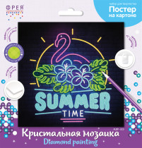 Кристальная ( алмазная) мозаика  " ФРЕЯ" ALBP- 323 постер " Неоновый фламинго" 30 х 30 см — фото 2