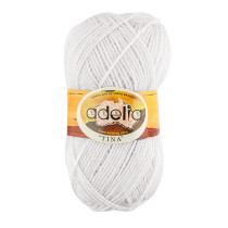 Пряжа ADELIA "TINA" 100% акрил 5 * 100 г 308 м №001 БЕЛЫЙ. Цена за упаковку 5 шт — фото 1